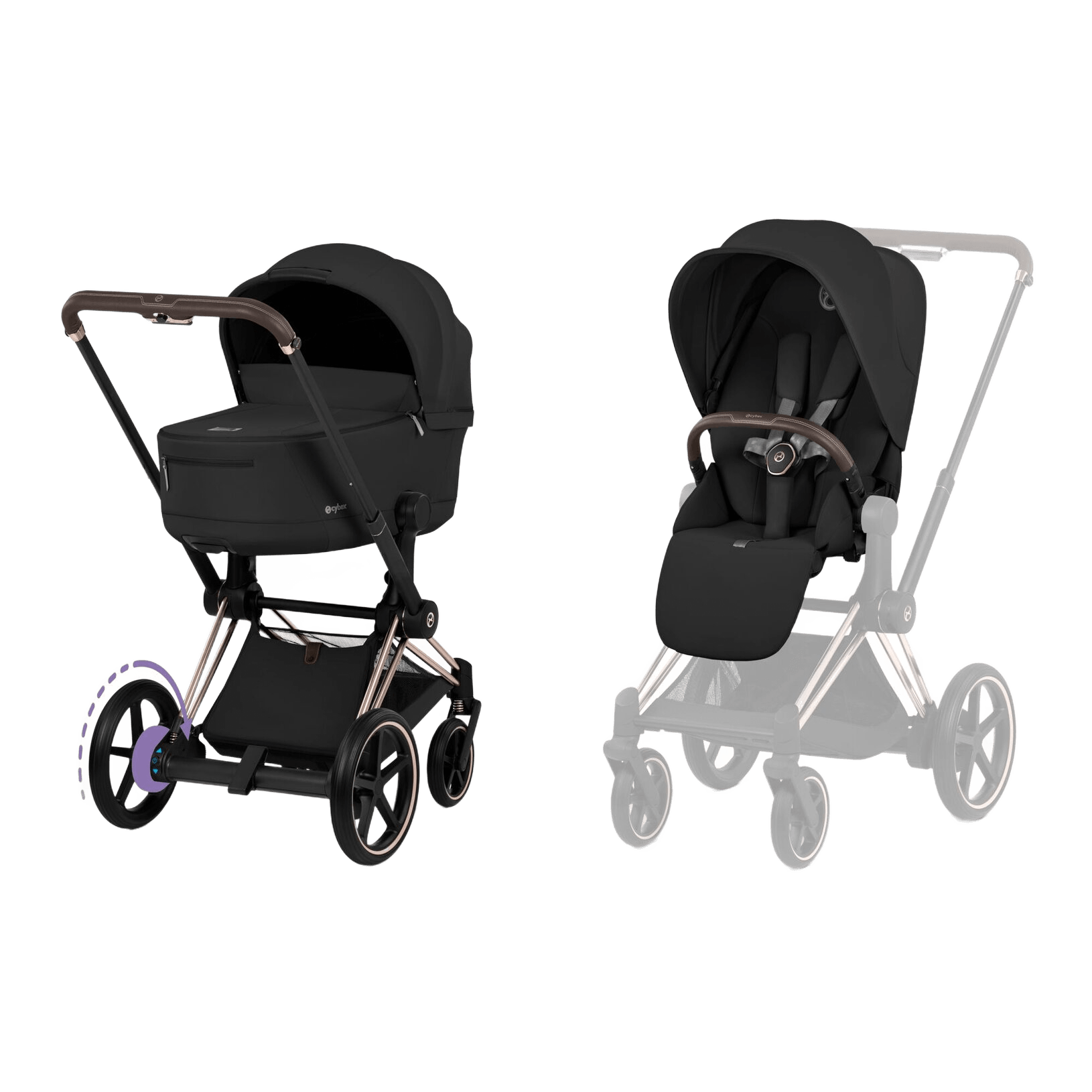 ePriam Comfort Rosegold + Alcofa Fold - Sepia Black miniatura 1